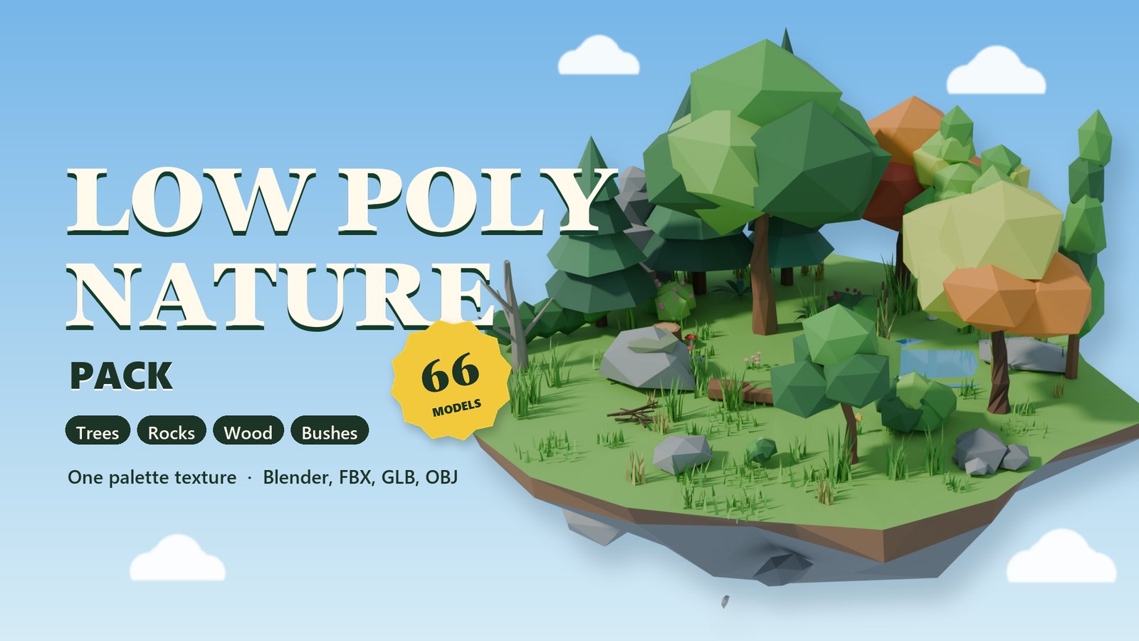 Low Poly Nature Pack thumbnail with the floating island